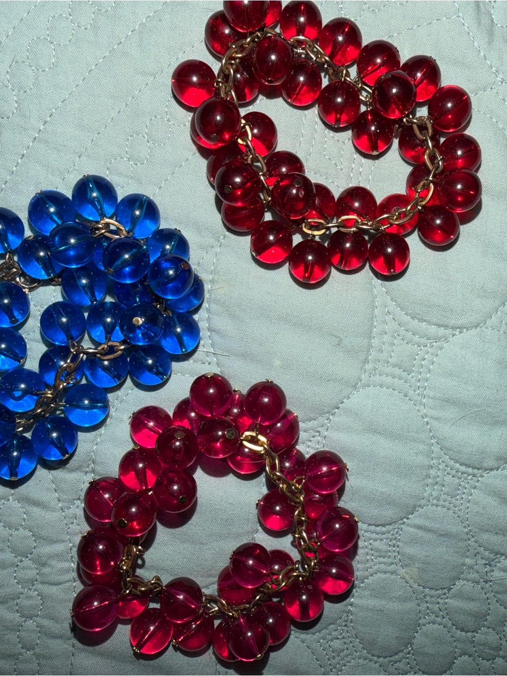 Vintage-Inspired Red Bead Cluster Bracelet - Unbranded